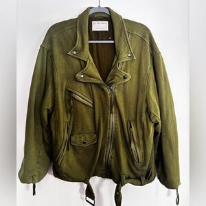 We The Free Moto Jacket Knit Green Size L